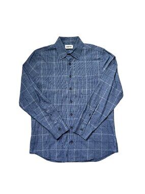 Taylor Stitch Mens Blue Checkered Long-Sleeve Button-Up Shirt Cotton Size 38